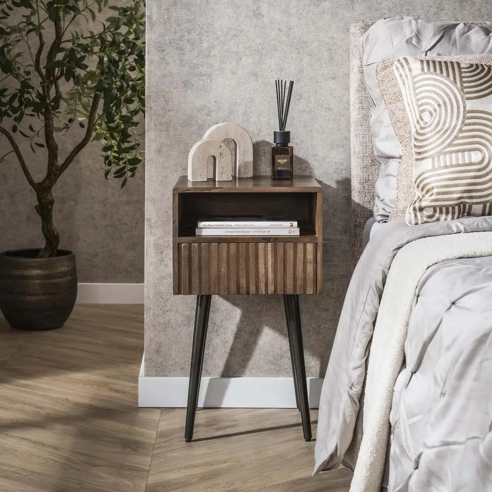 Fraaai - Marino nachtkastje - 1 lade en open vak - acaciahout