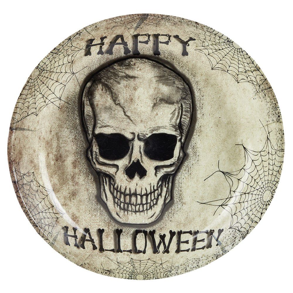 Saladier Happy Halloween tête de mort et toiles d'araignées