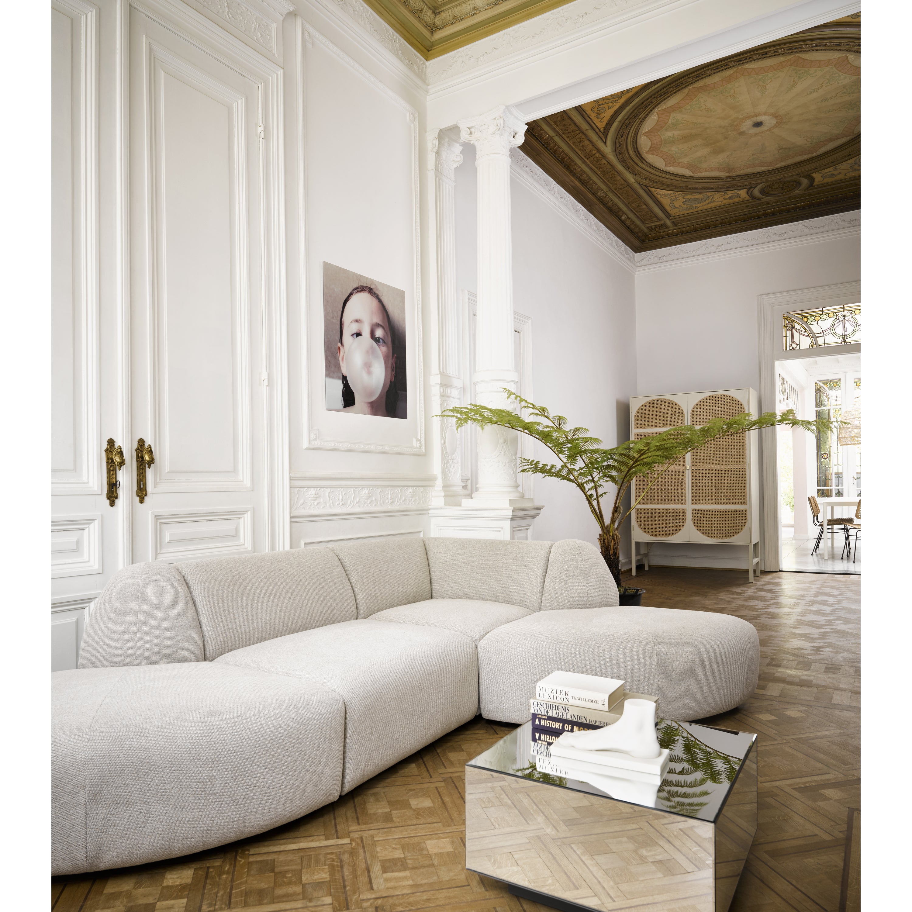 HKliving Jax Bank Element - Middenstuk - Geweven Stof - Naturel Melang