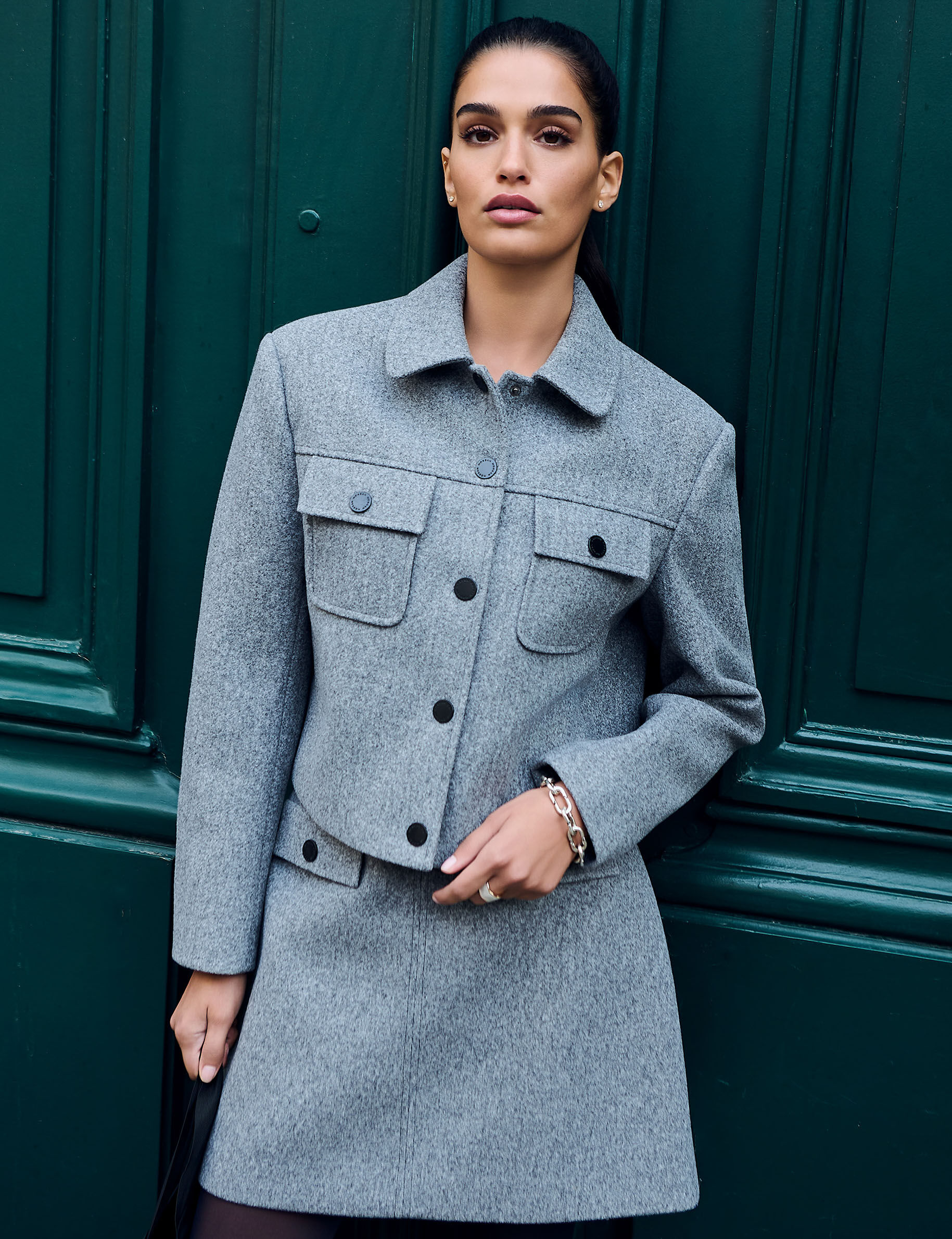 Sleeveless Fitted Jacket Mid-Grey Women