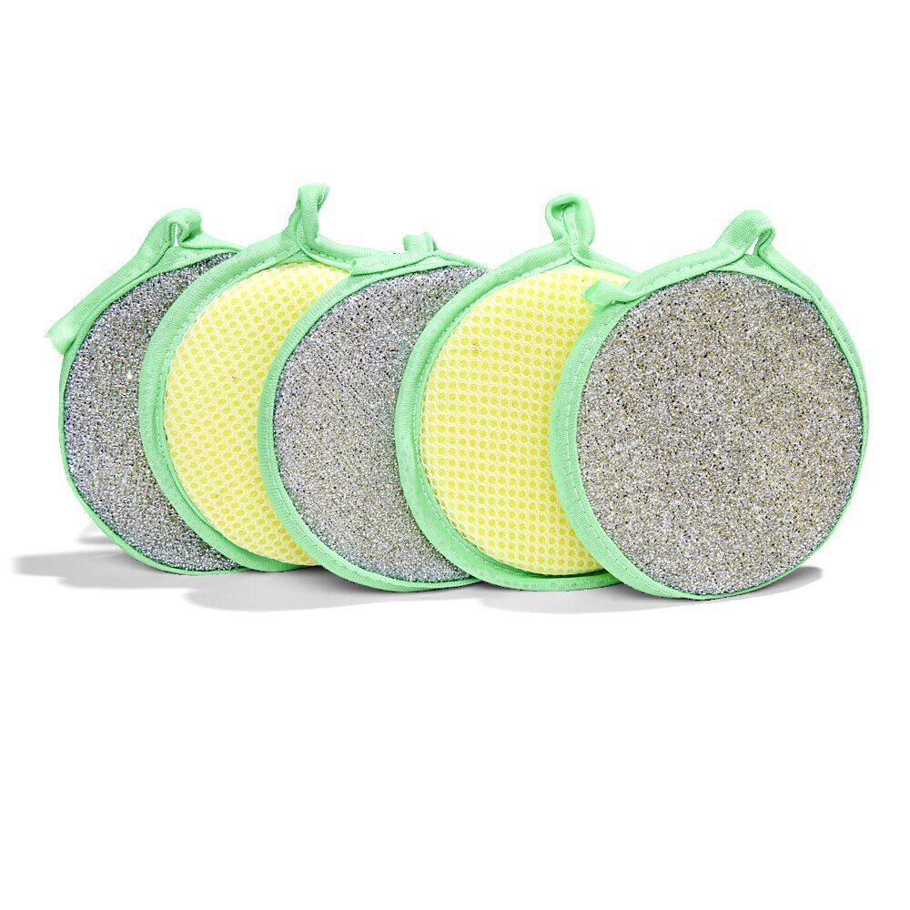 Lot de 5 éponges à vaisselle double-face récurante et nettoyante
