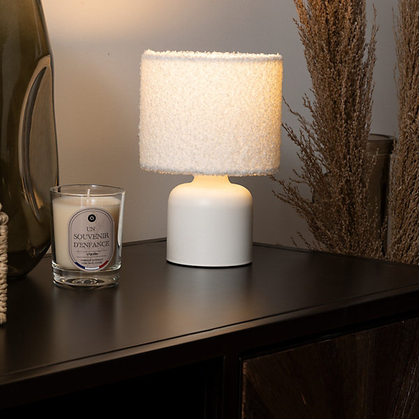 Lampe à poser Bona bouclette blanc H22cm - Atmosphera