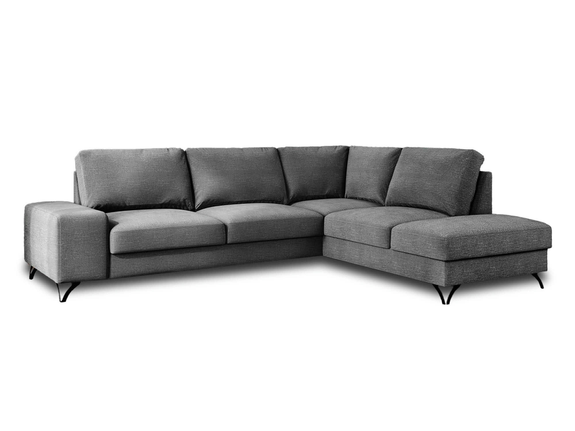 RUBENS - Canapé d'angle droit convertible 5 places en tissu gris