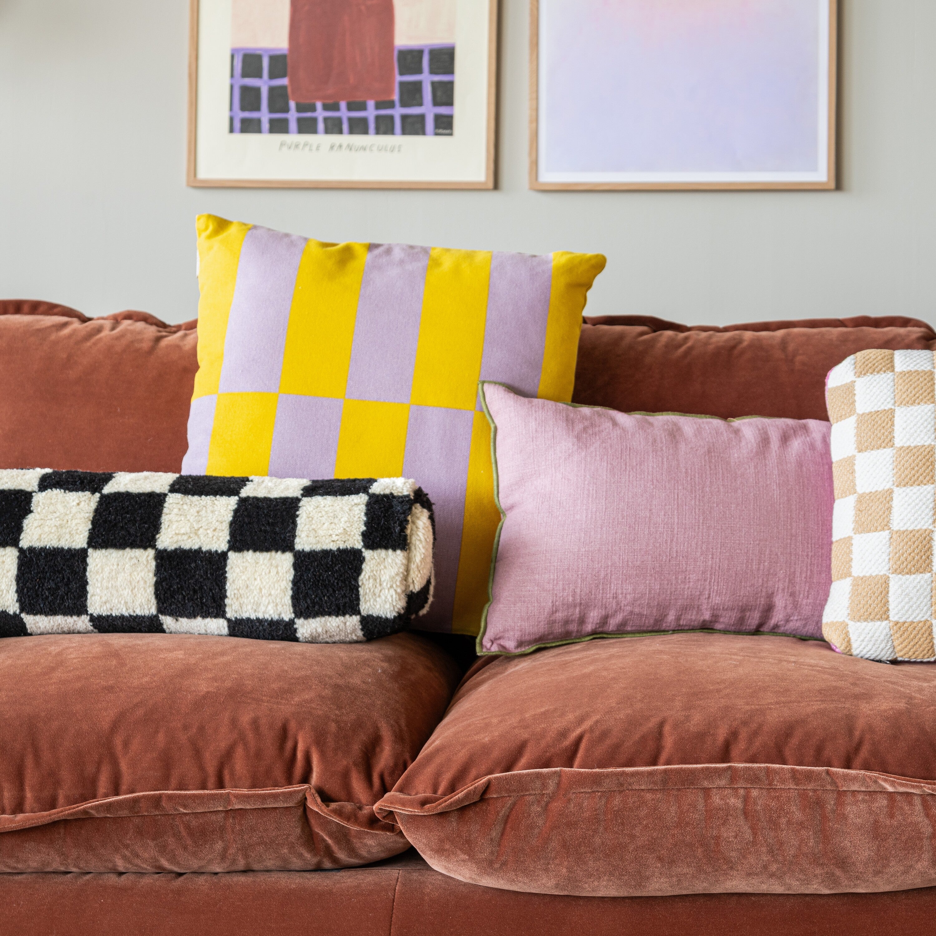 by fonQ Play Sierkussen 50 x 50 cm - Lavendel/Geel