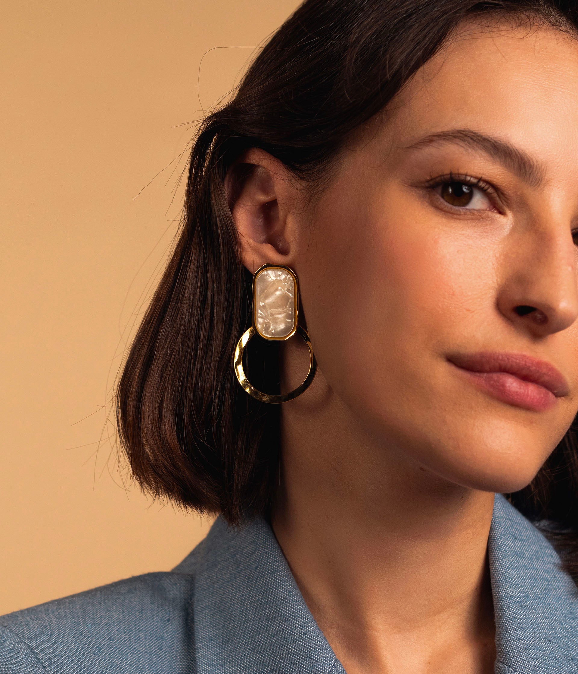 Boucles d'oreilles Dorie écru