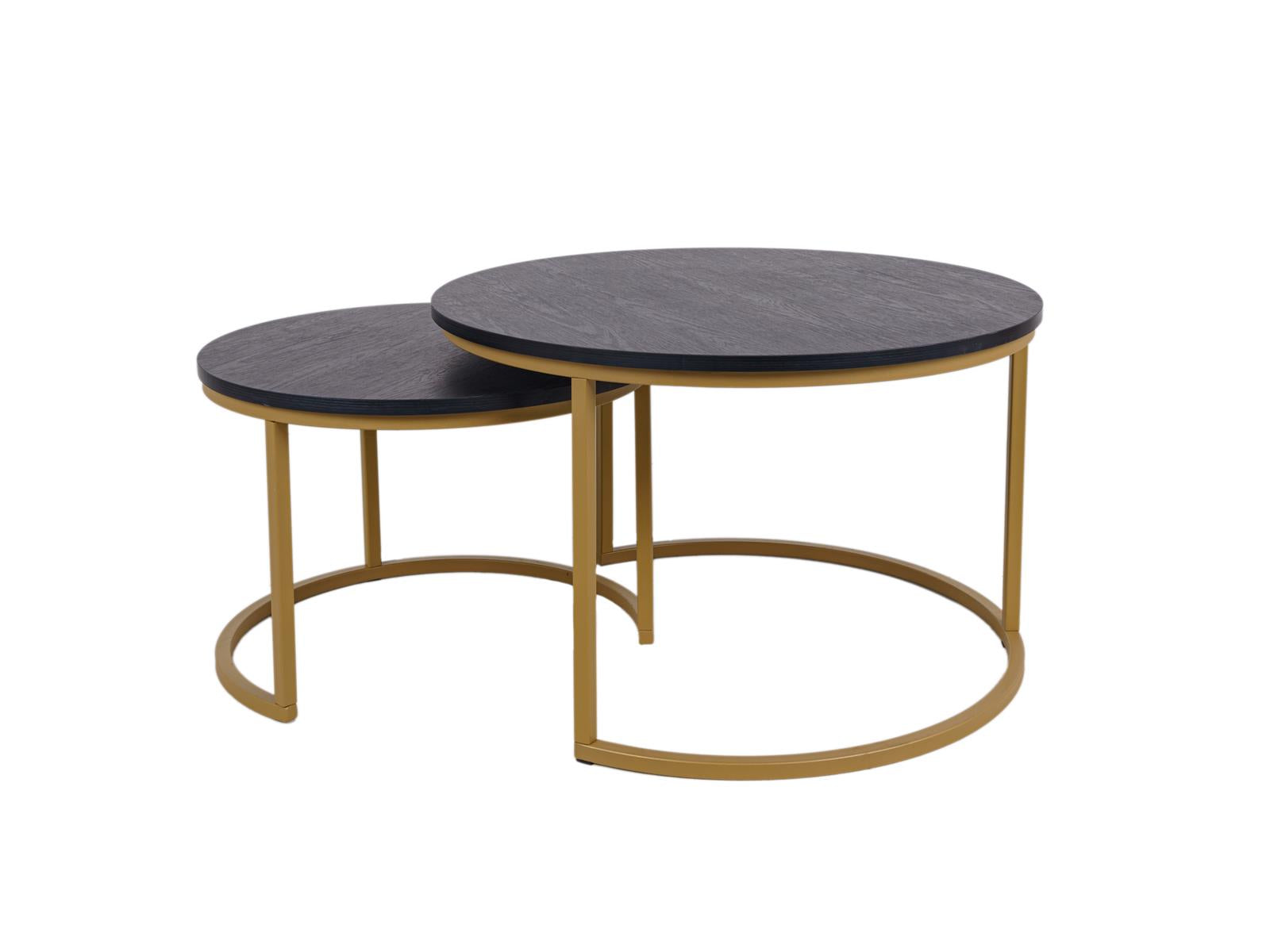MaximaVida ronde salontafel set Chicago XL 75 cm champagne goud - pinewood fineer