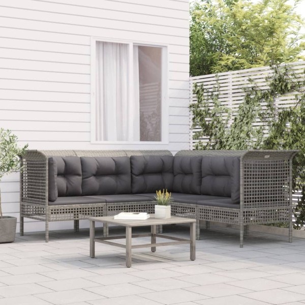 Meble ogrodowe Szary Technorattan 3x hjørne   2x sofa środkowa vidaXL