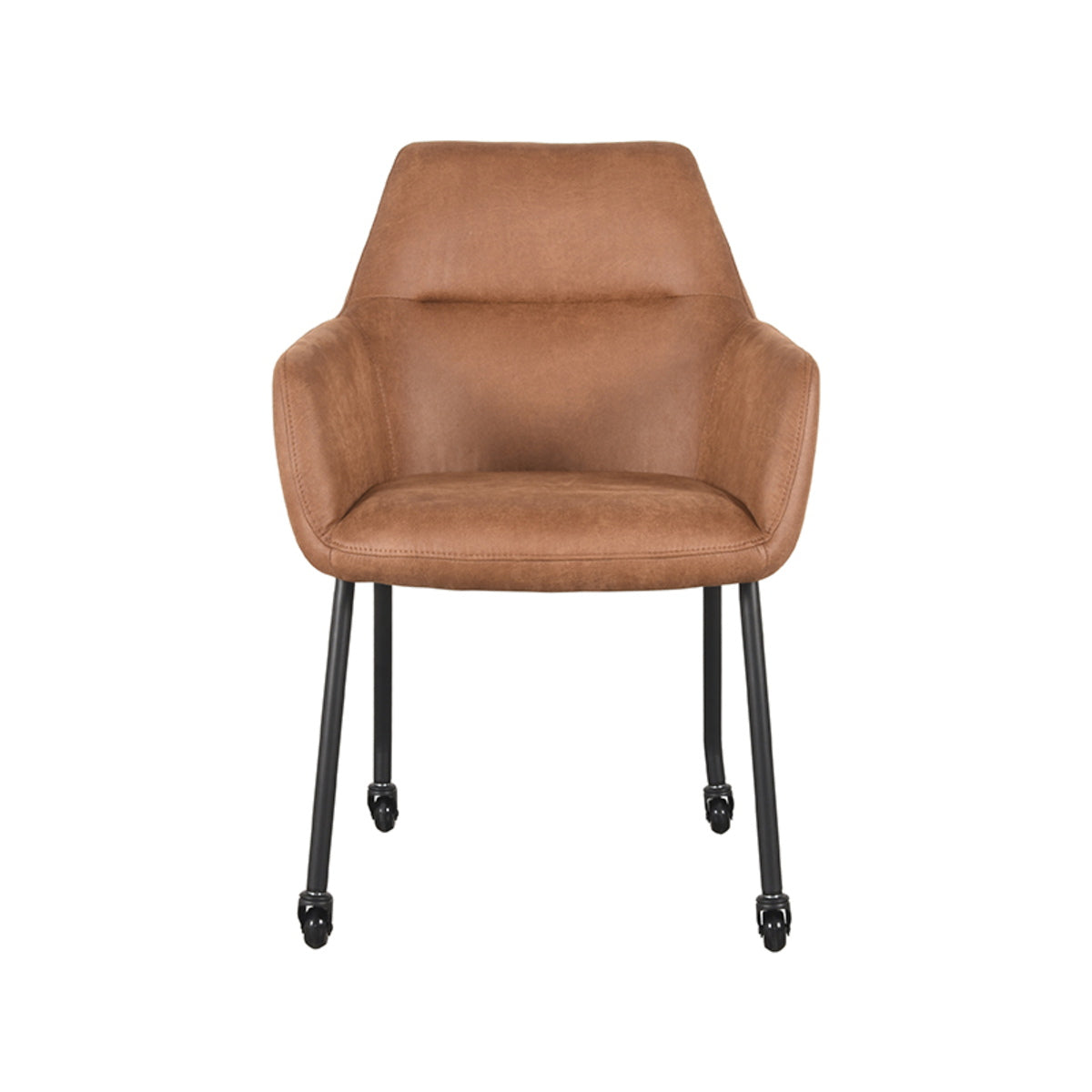 LABEL51 Eetkamerstoel Lenny - Cognac - Zithoogte 45cm - Set van 2
