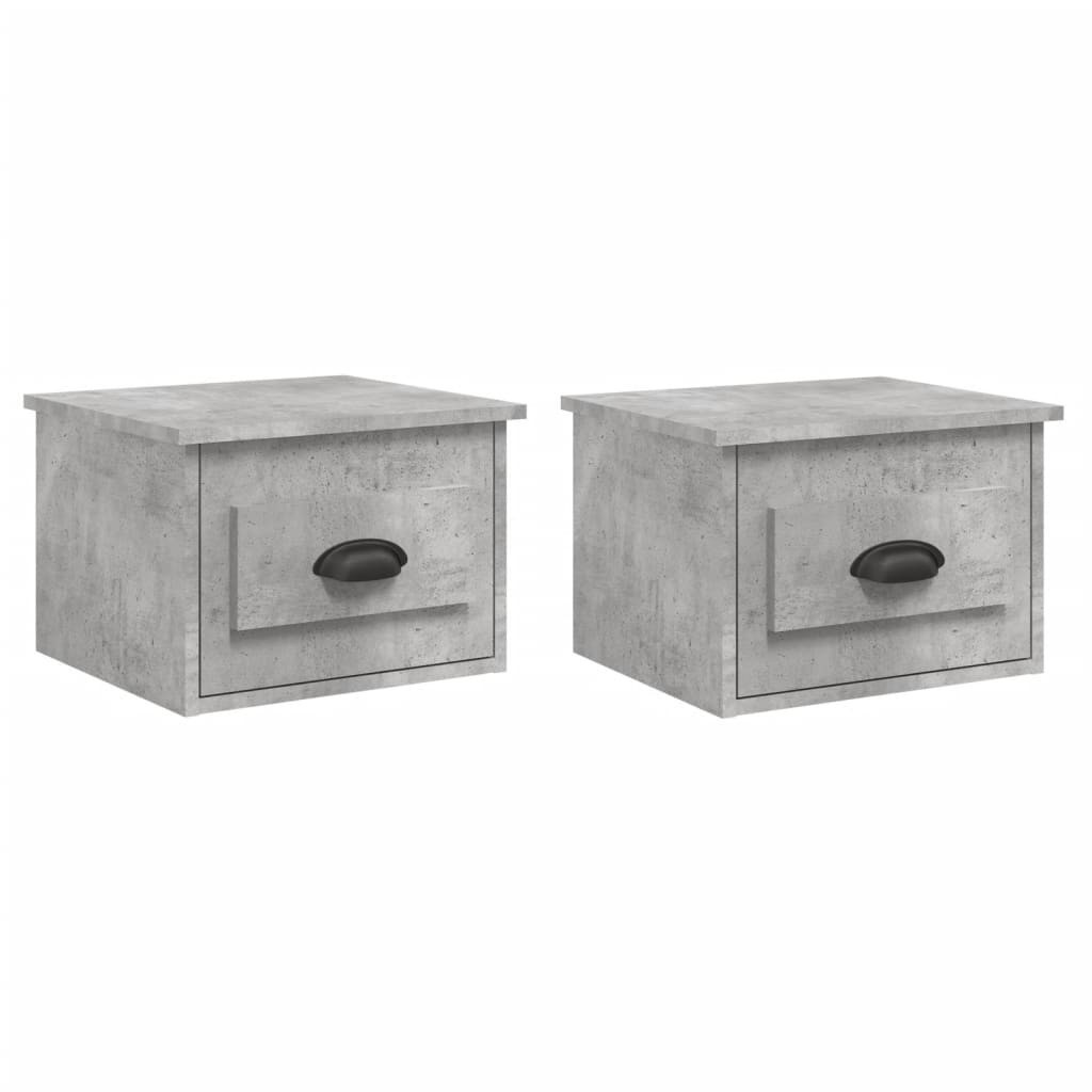 2x Szafka Nocna Stolik Szara z Szufladą Wisząca Do Sypialni 41,5x36x28 cm