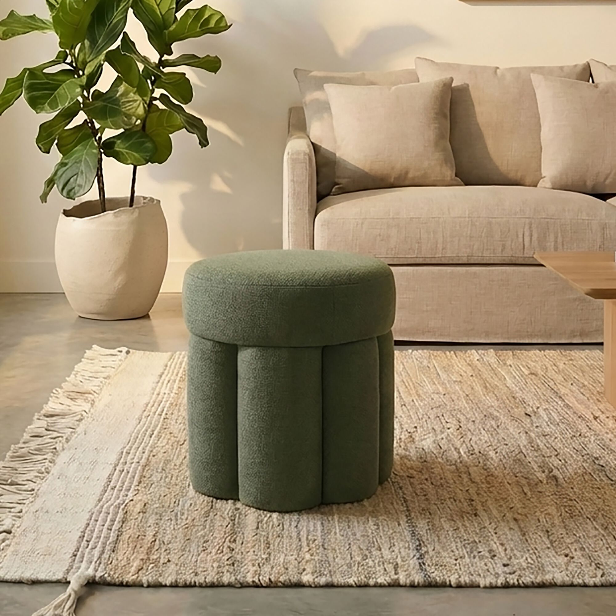 SHAN - Pouf en tissu D38cm - vert