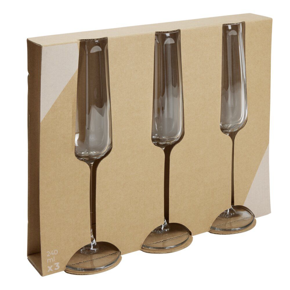 Fl&ucirc;te à champagne en verre 240ml x3
