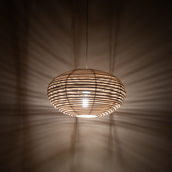 Lampa wisząca naturalne drewno-biała RATTAN S 1xE27x25W Nowodvorski