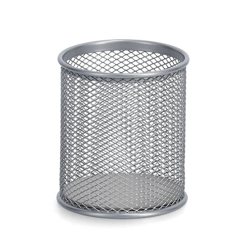 Kubek na długopisy z metalowej siatki, Ø 8 cm, MESH