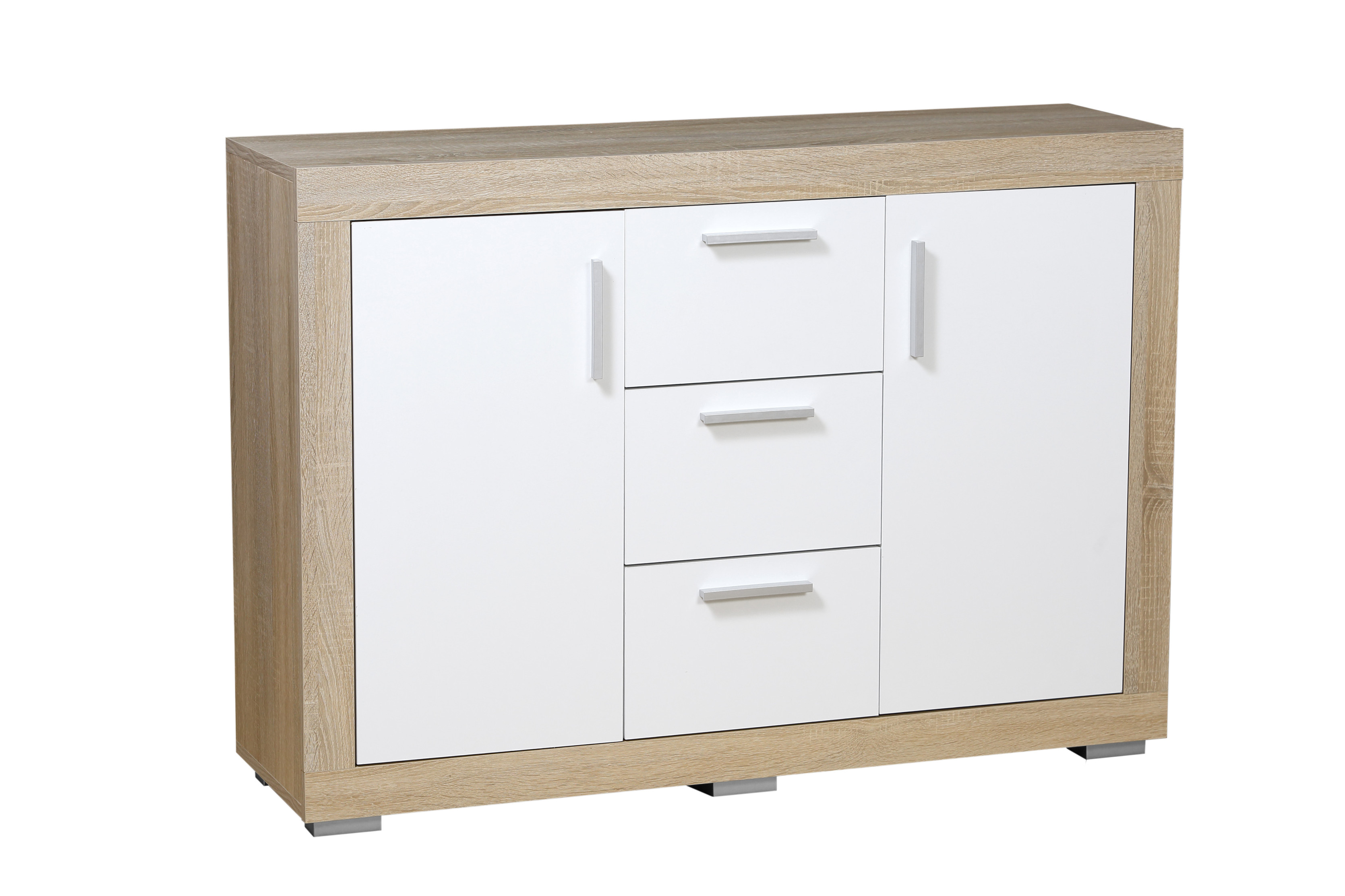 Komoda di sypialni 120 cm2D3S biały 3 szuflady solidna i stylowa