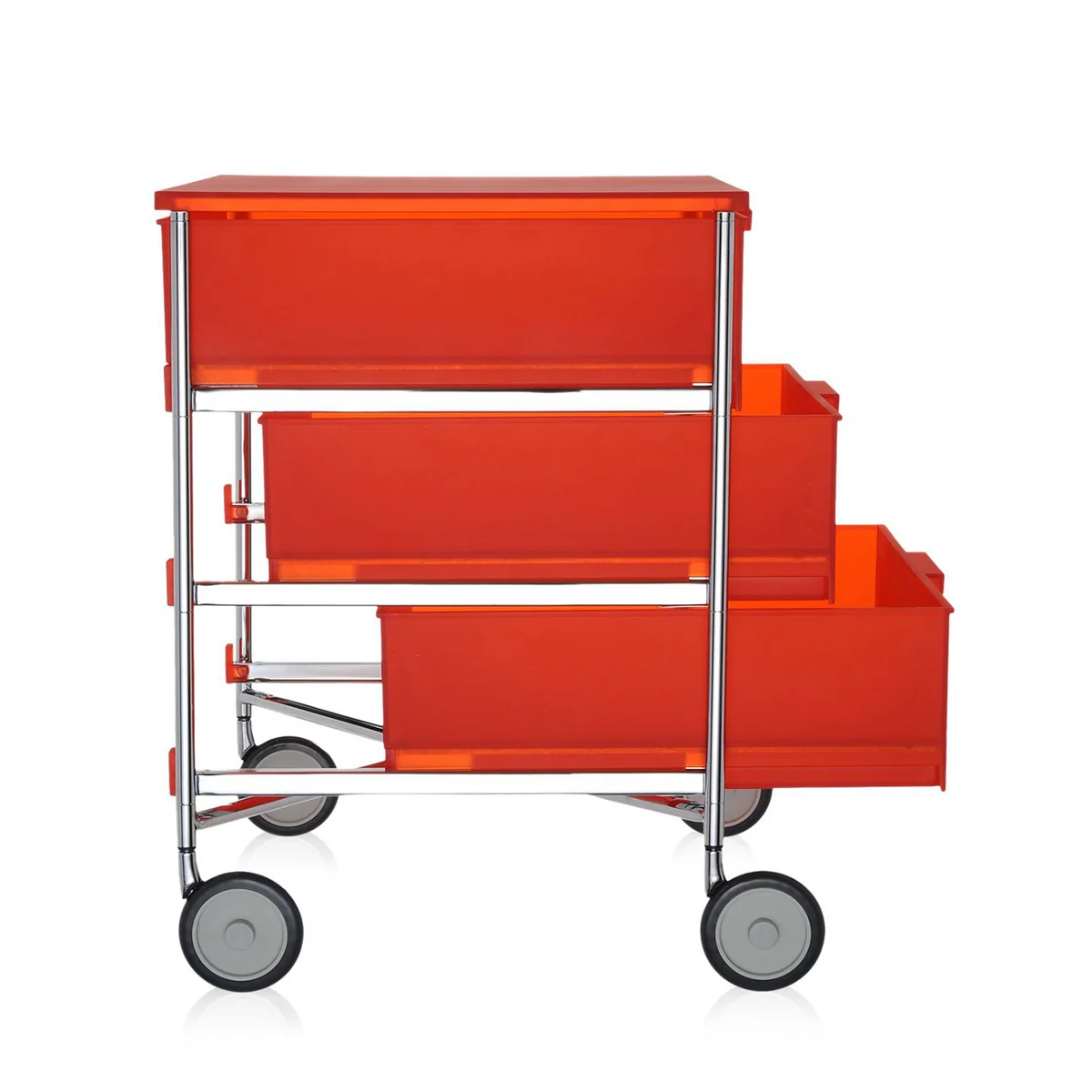 Kartell - Mobil Container - mit Rollen, 2 Schubladen, eisfarben