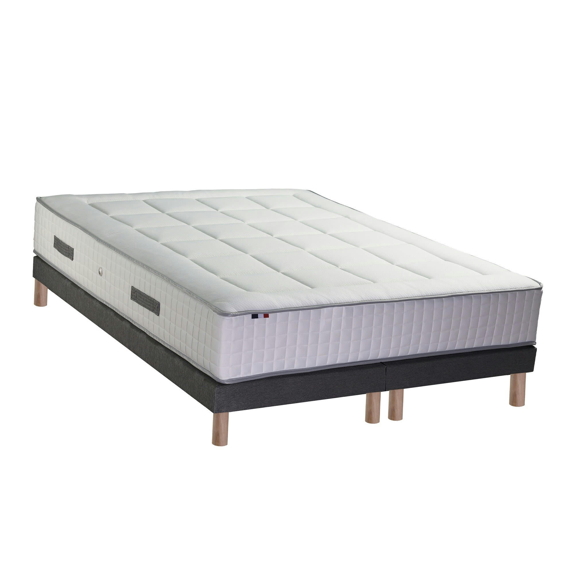 PALACIO 2 - Ensemble matelas Ressort 7 zones H30 + 2 sommiers gris chine 180x200