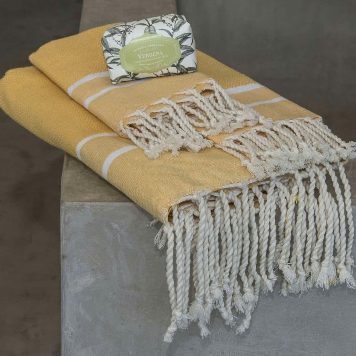 STOCKHOLM - Set bain, 1 fouta + 2 serviettes coton  100x200 jaune safran
