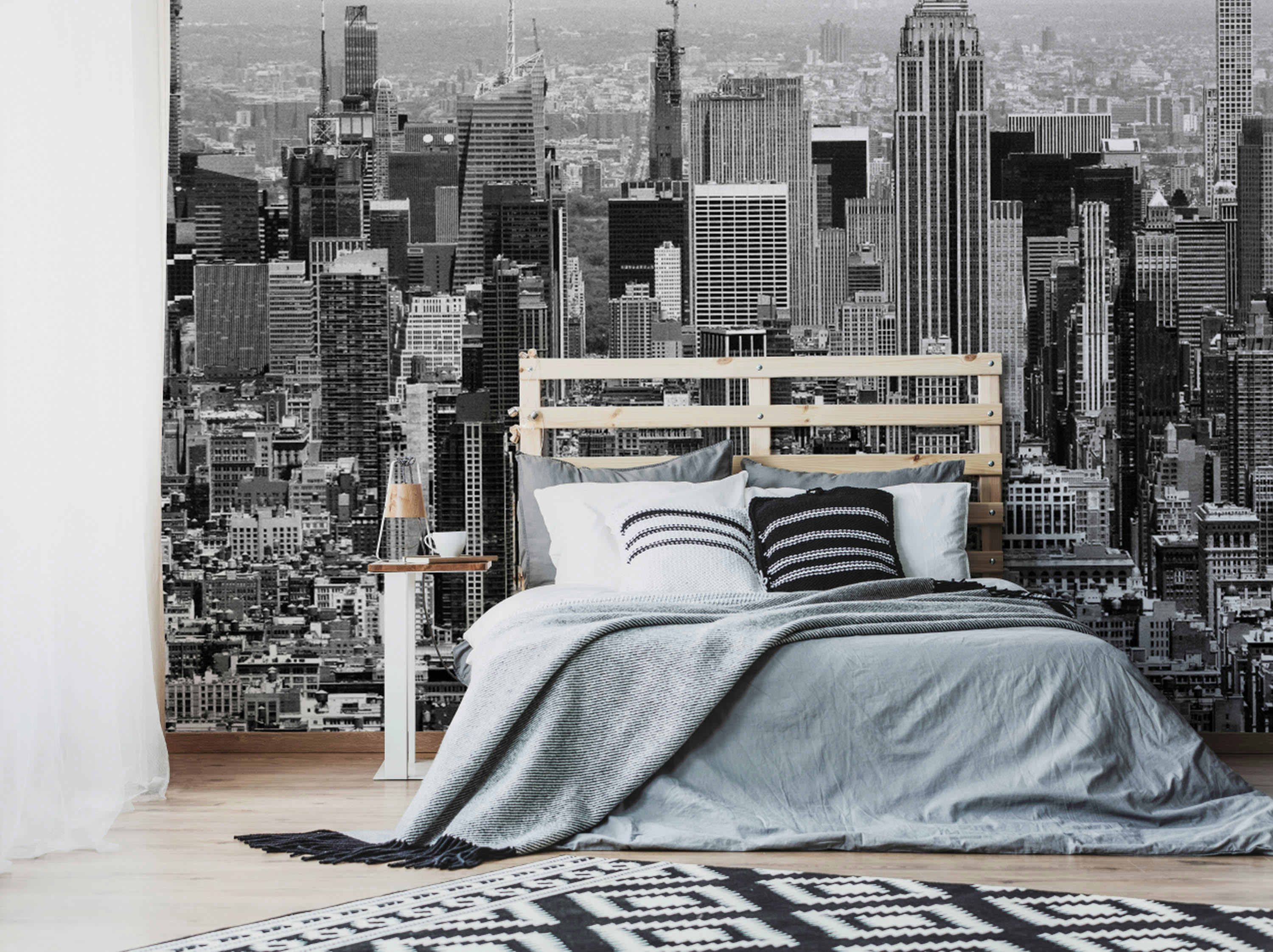 - fresque panoramique city noir et blanc 280x300cm