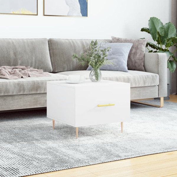 Stolik Kawowy Ława Stół Biały 50x50x40 Szuflady Do Salonu Do Pokoju