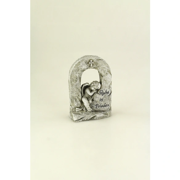 Grabschmuck, Engel sitzend, grau, Polyresin