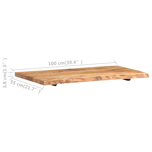 NNEVL Bathroom Vanity Top Solid Acacia Wood 100x55x3.8 cm