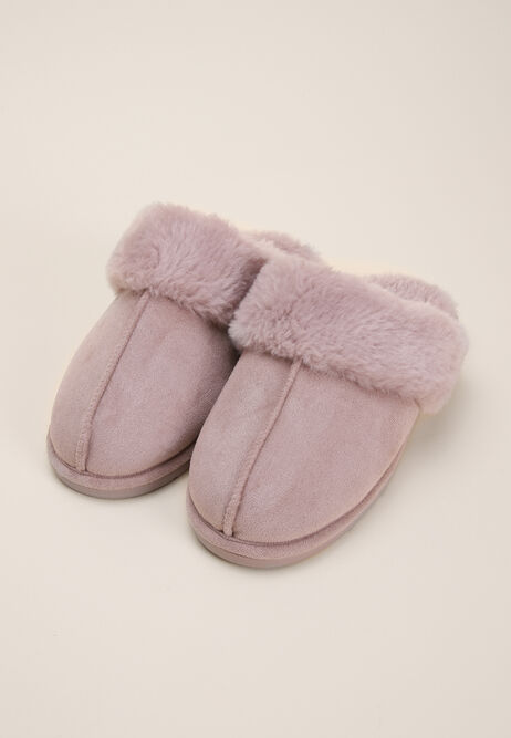Womens Pink Fluffy Premium Mule Slippers