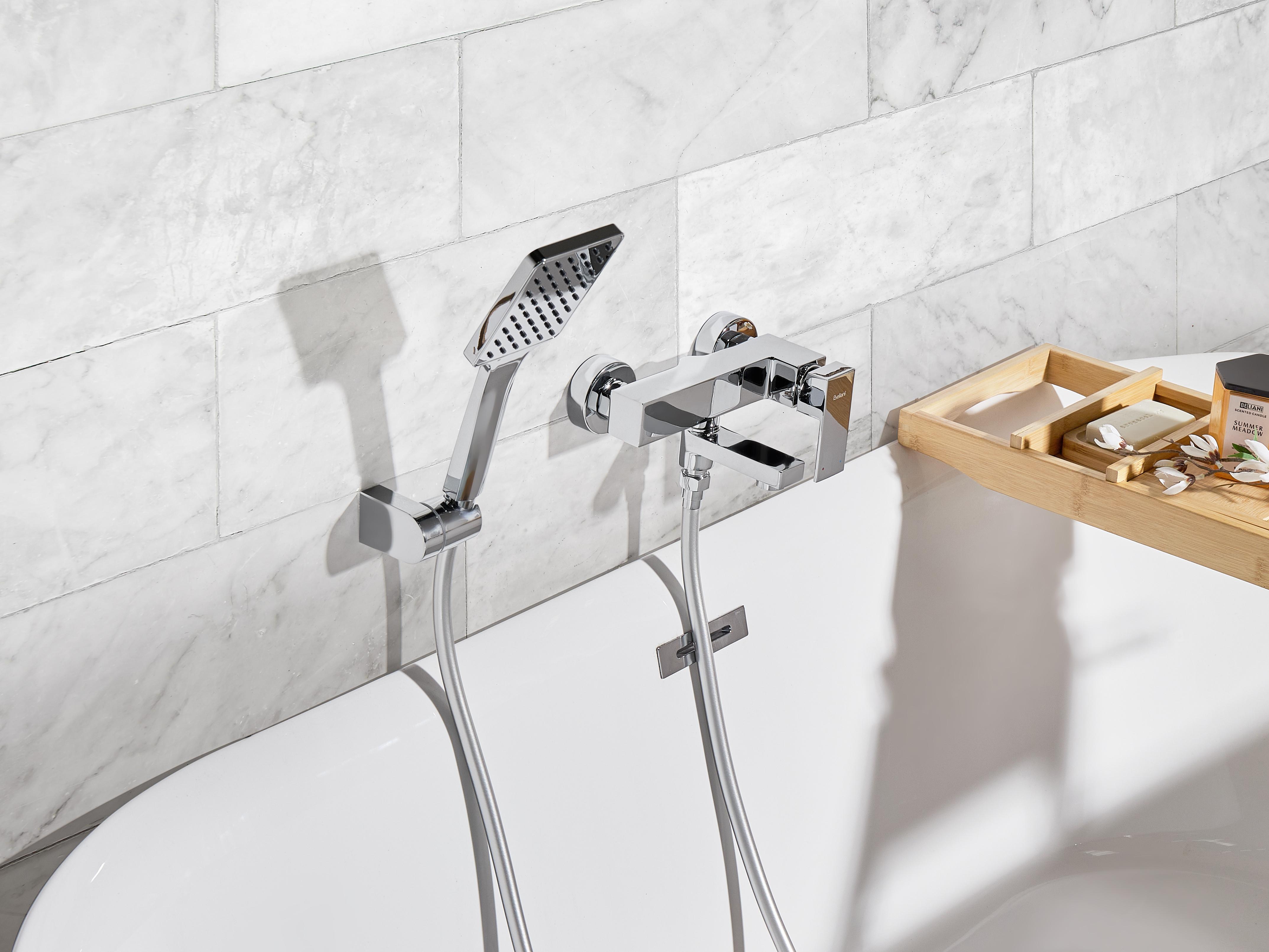 Wall Mounted Bath Shower Mixer Tap BALNEARIO Silver