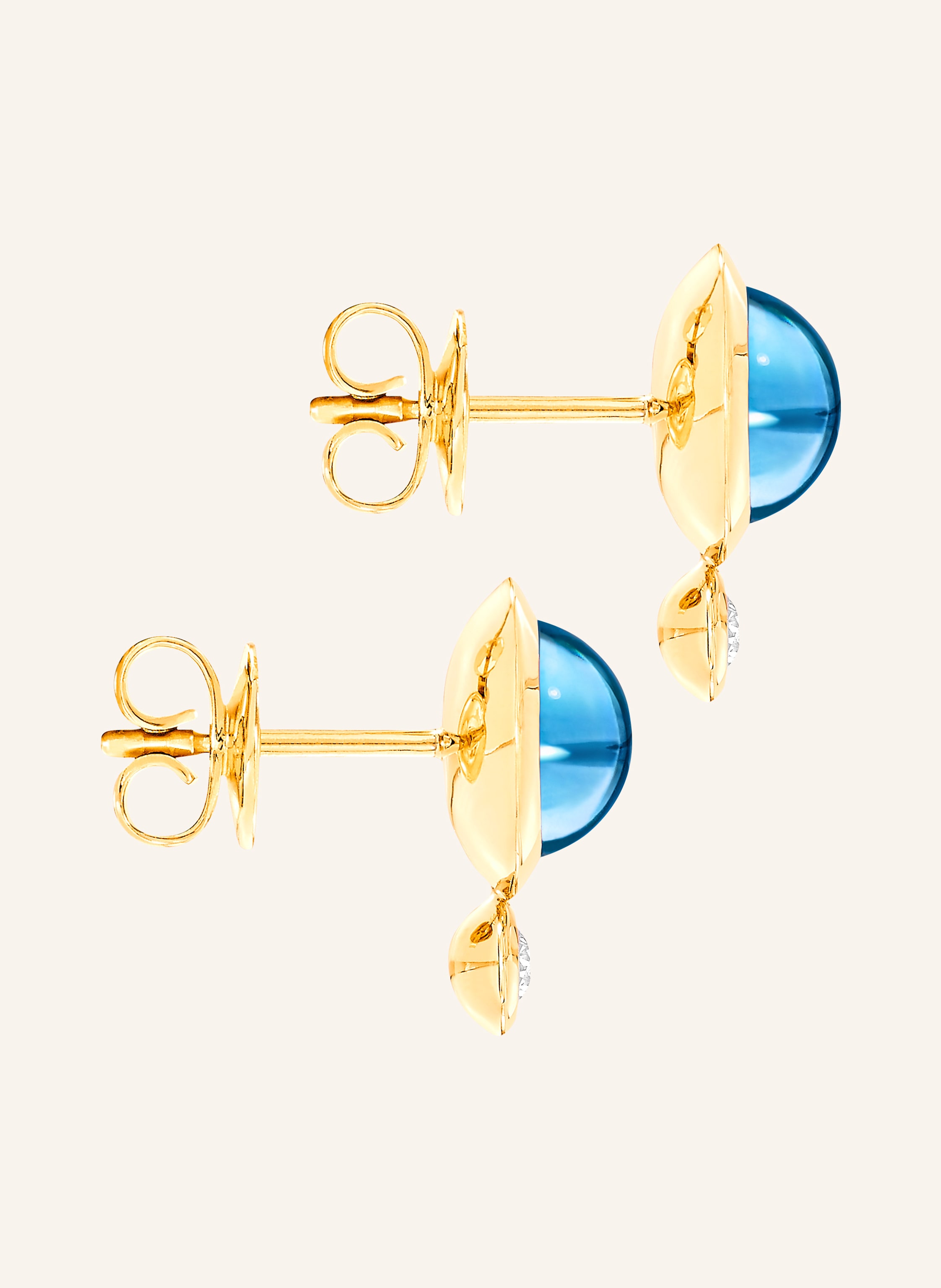 TAMARA COMOLLI Ohrstecker OHRSTECKER BOUTON SWISS TOPAZ / CLASSIC aus 18 Karat Gelbgold Swiss Topas