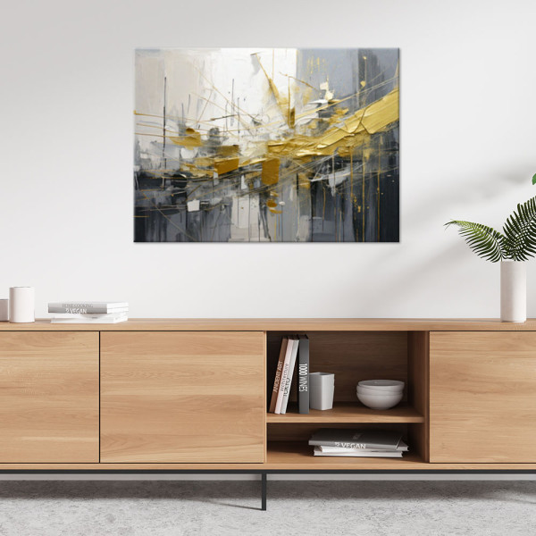Feeby Obraz do salonu, Nowoczesna abstrakcja szaro złota 60x40