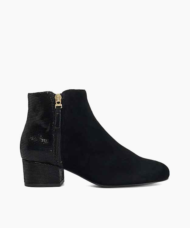 Pipsi Black - Suede Heeled Ankle Boots