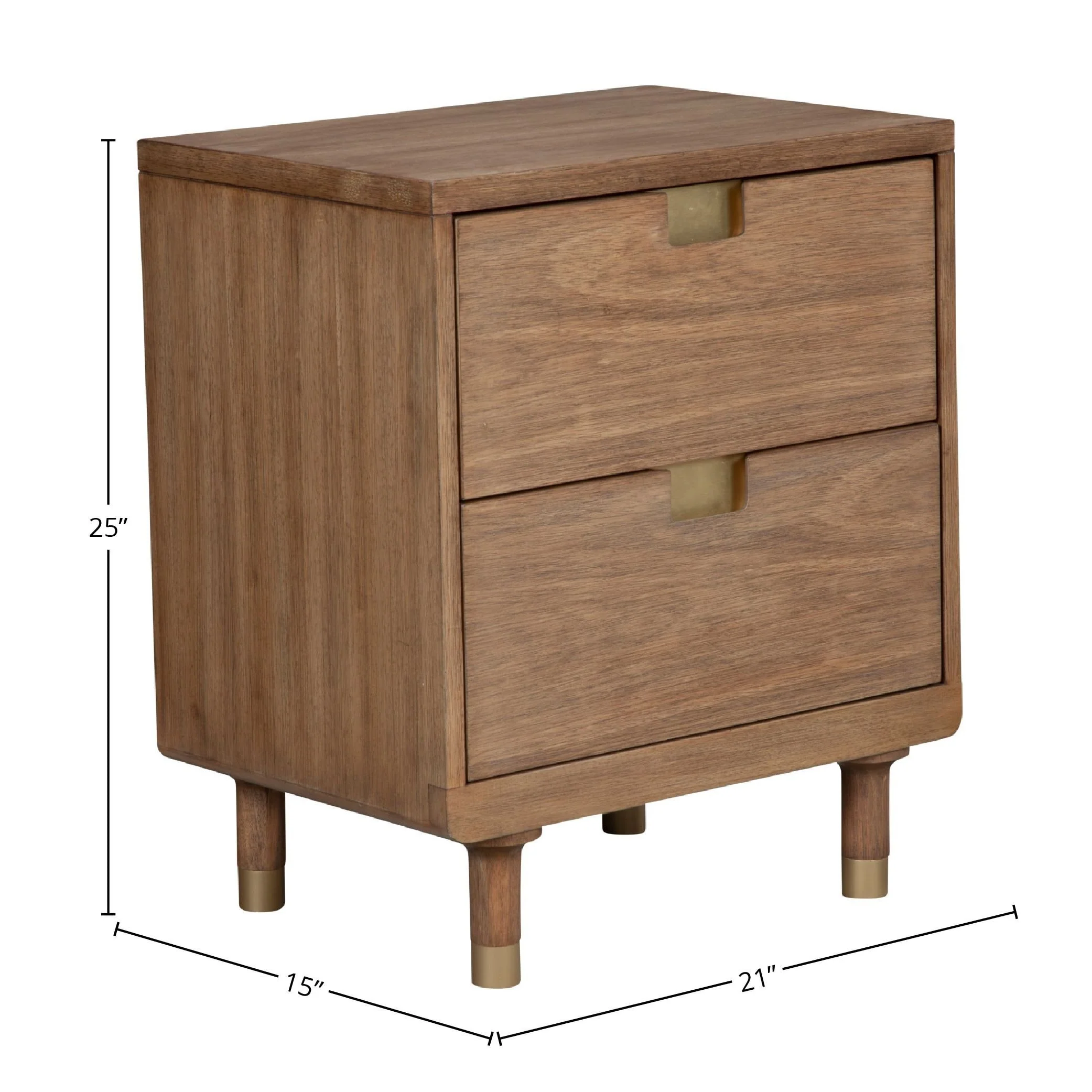 Alpine Furniture Easton Two Drawer Wood Nightstand in Sand (Beige)