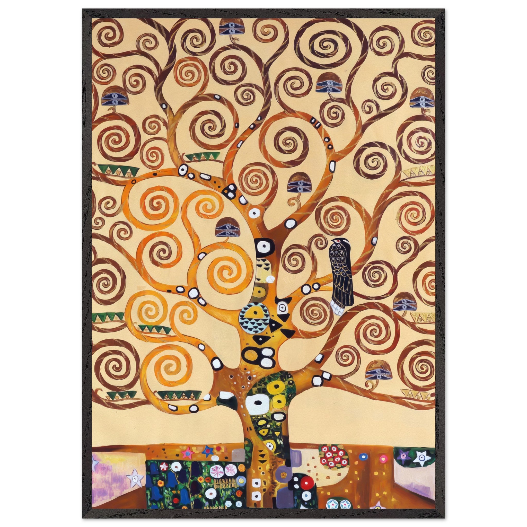 Artfulprints Poster met Lijst Gustav Klimt - Tree of life  - 70x100 cm - Geel