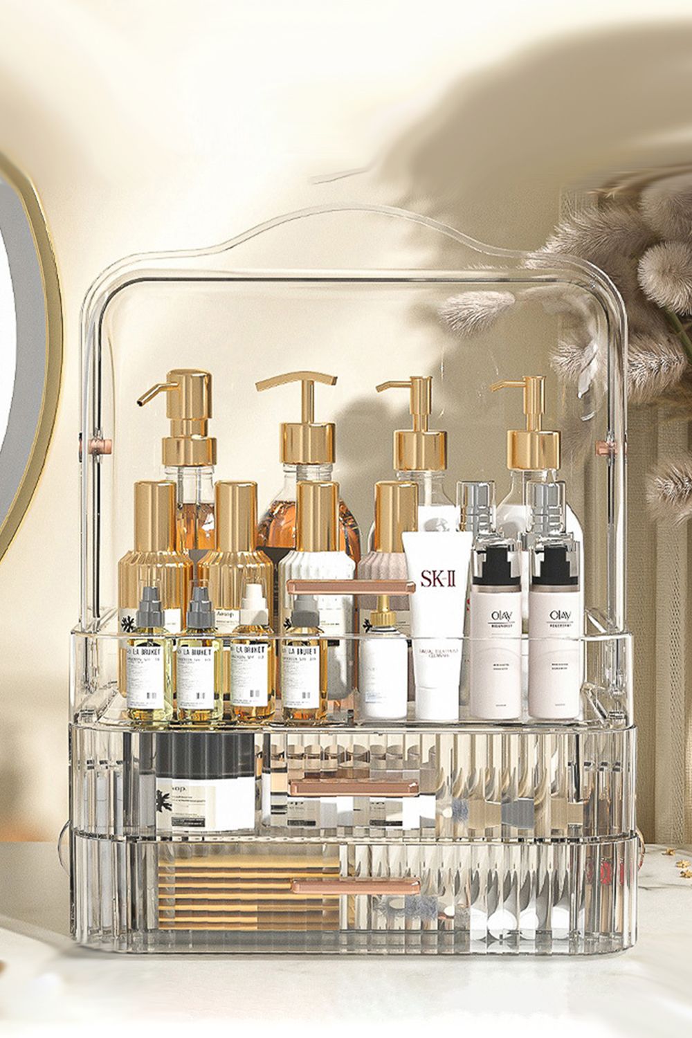 The hot sale Portable Dustproof Cosmetic Desktop Makeup Organizer