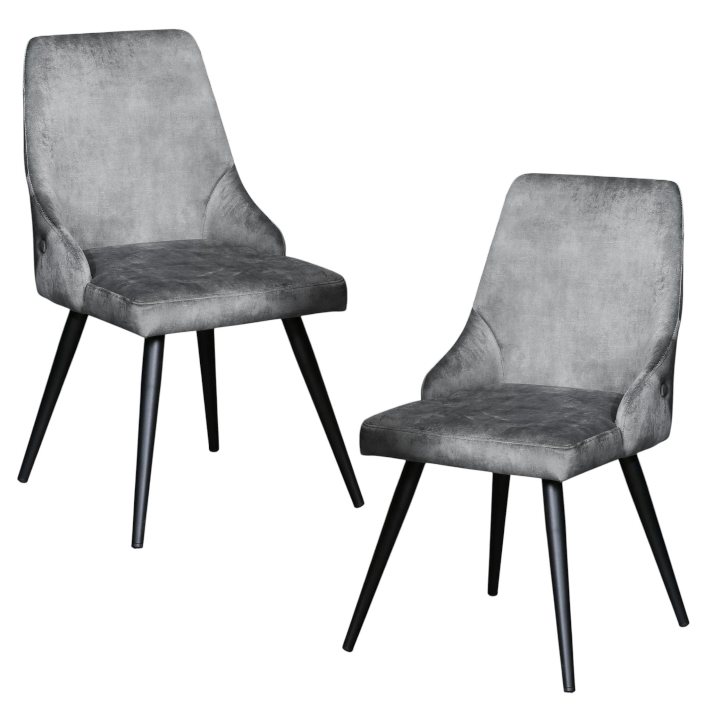 Chaise en velours gris (lot de 2) MALMOE