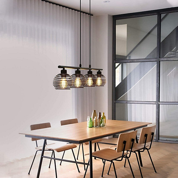 NETTLIFE Lampe à suspension noire rétro E27 métal industriel