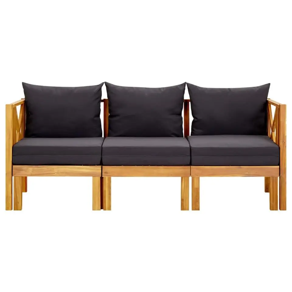 vidaXL - Tuinbank - Donkergrijs - Acaciahout - 179 cm - Met kussens