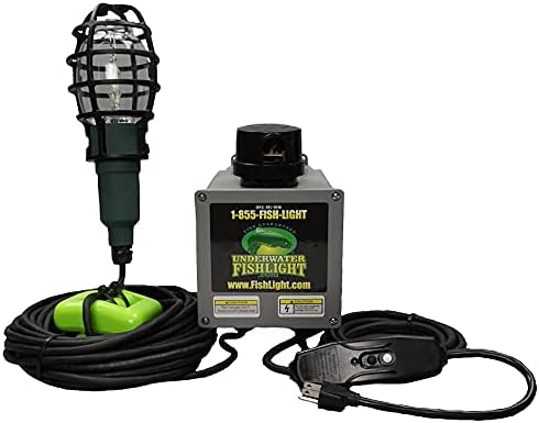 Light Extra Bright Vibrant Green 250W Single Light for Docks with 50�� of Marine Grade Wire, Easy to Install, Dusk to Dawn Operation, Salt or Fresh Water, Guaranteed to Attract Fish