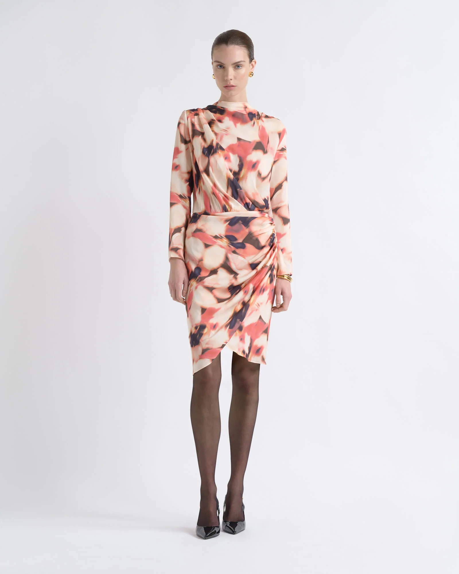 Romantic Floral Gathered Mini Dress