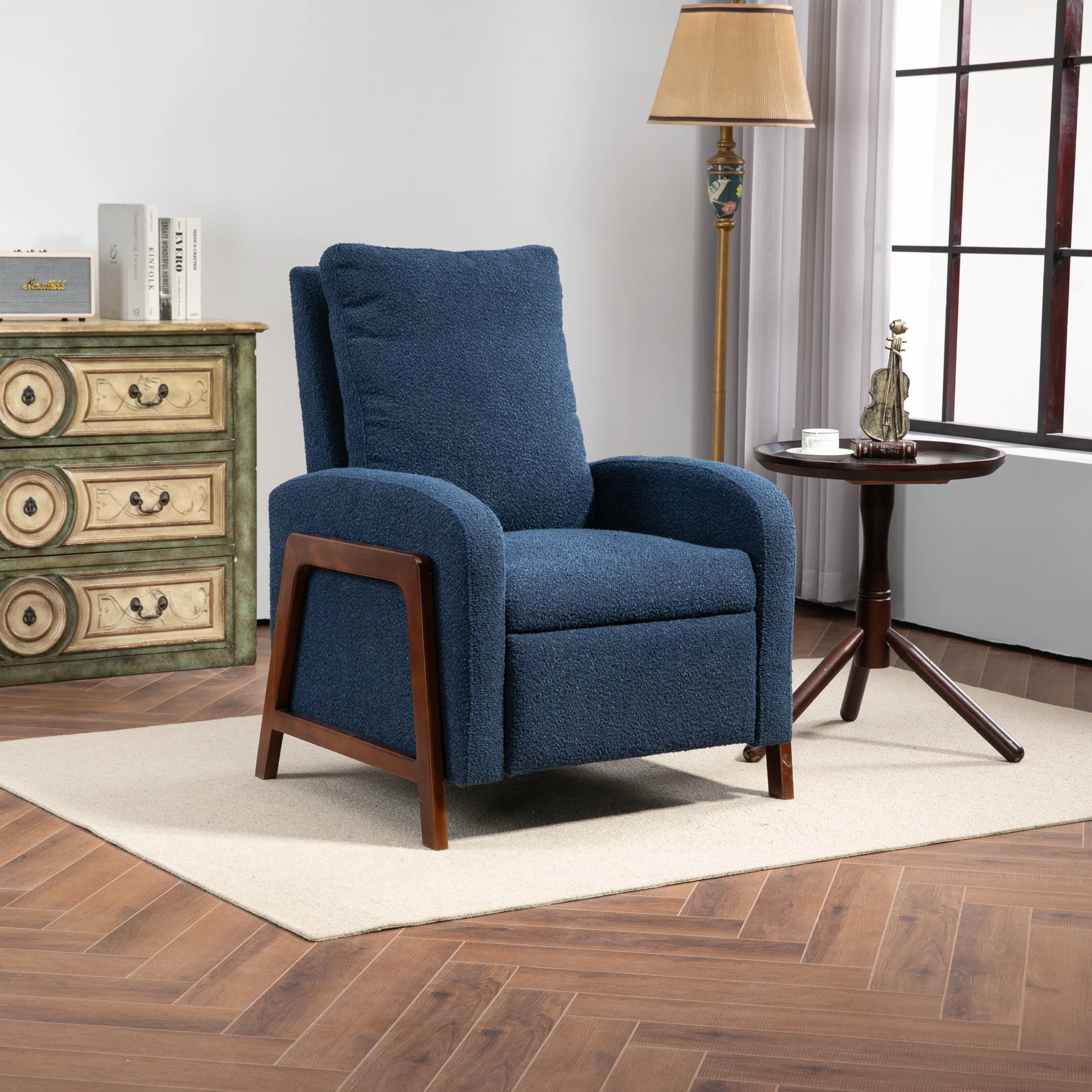 HOMEFUN Boucle Upholstered Adjustable Recliner Chair for Living Room