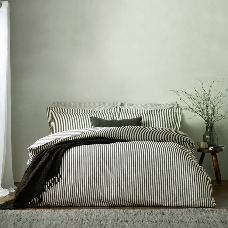 Yard Hebden Cotton Stripe Black Bedding Set - Single