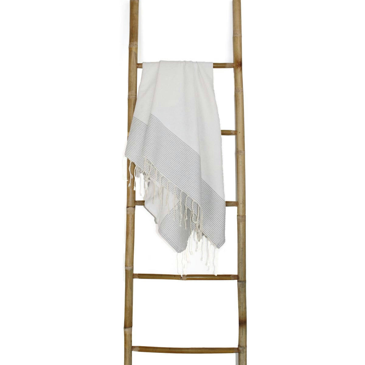 IBIZA - Fouta nid d'abeille coton  100x200 blanc / gris perle