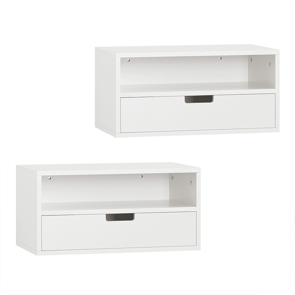 SoBuy Szafka nocna wisząca z 2 szufladami Biały 45x25x22cm NKD03-WX2