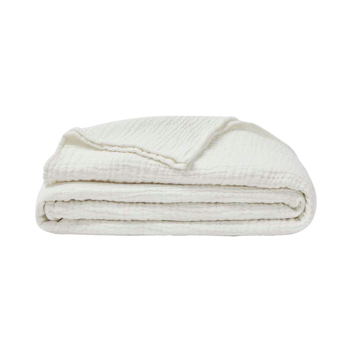JAZZY - Plaid en gaze de coton blanc 130x170