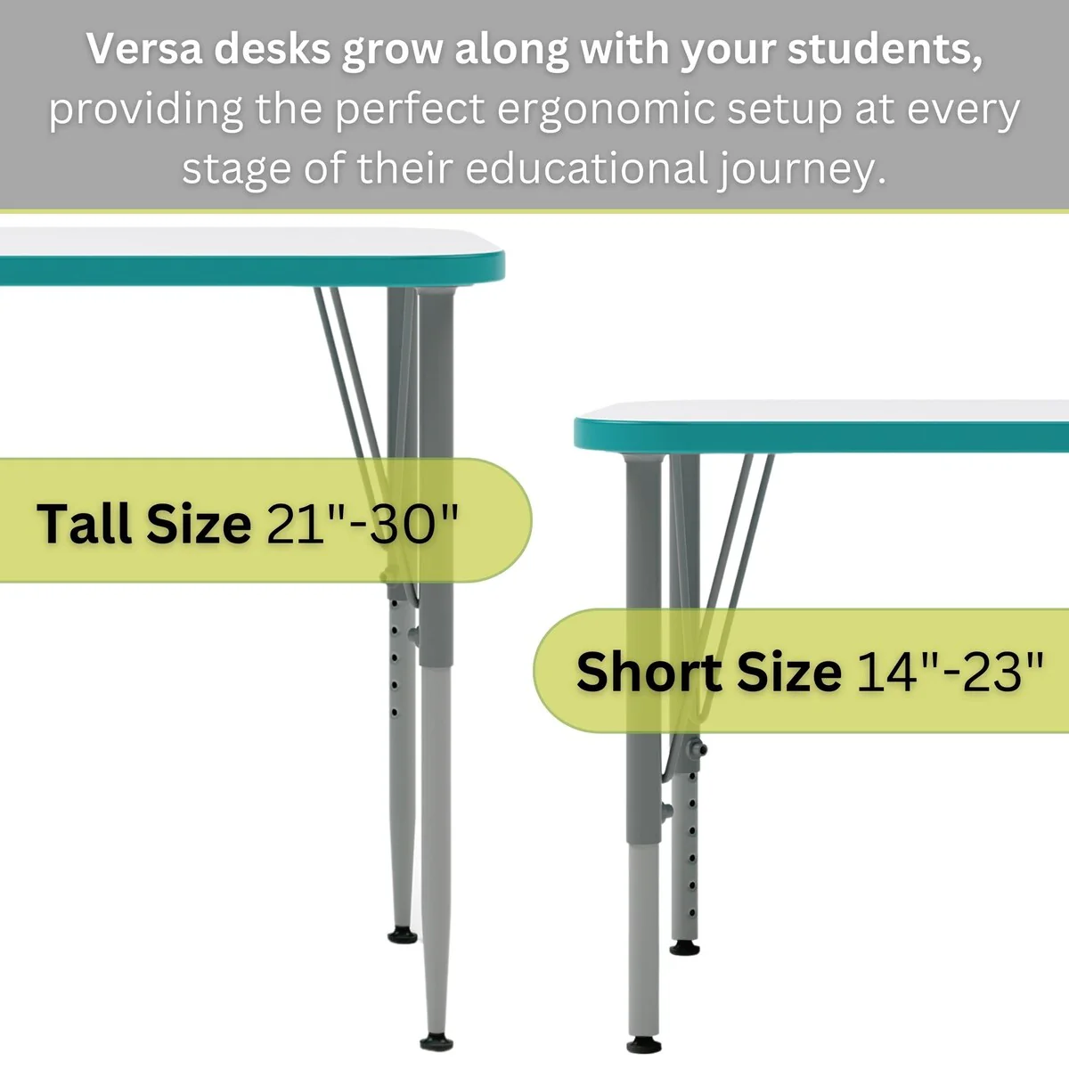 Tot Mate Versa Kids Desk Rectangle Large Surface (32 x 24) Classroom Table, Write-On/Wipe-Off Dry Erase Top