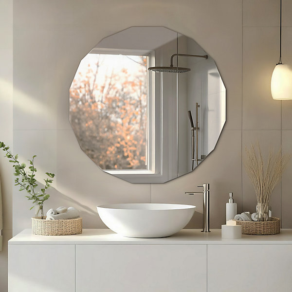 Miroir polygonale Tulup 80 x 80 cm Style Contemporain Pour Salon, Chambre, Salle De Bain