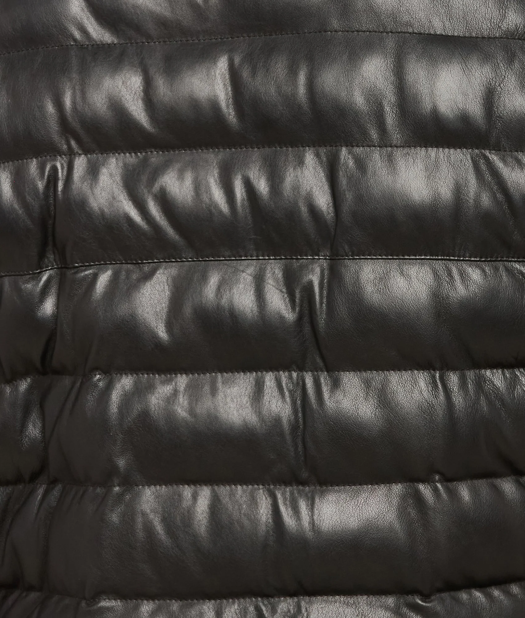 Men's Leather Puffer Jacket - Black