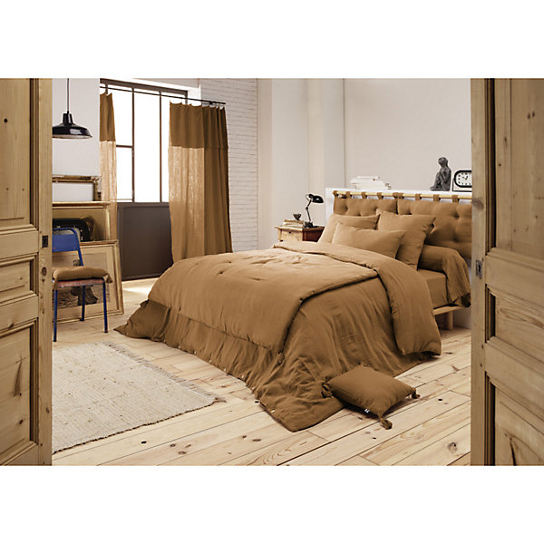Lot 2 taies d'oreillers 60x60 cm double gaze de coton camel - PEPA 1