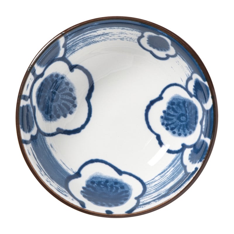 Schaaltje Mico bloemen klein - blauw/wit - &Oslash;8x3 cm