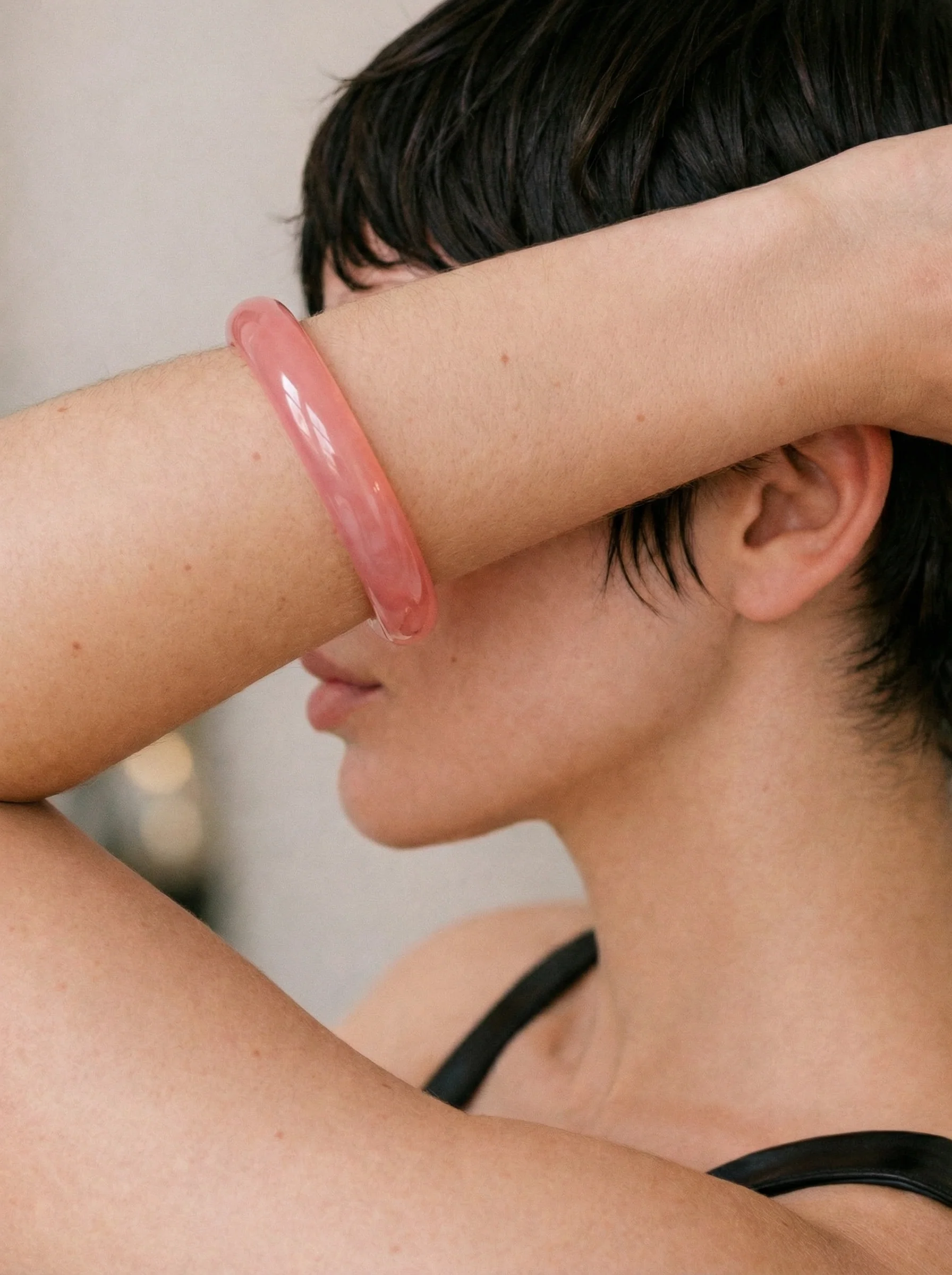 Silk Collection | Blush — Pink Jade Stone Bangle