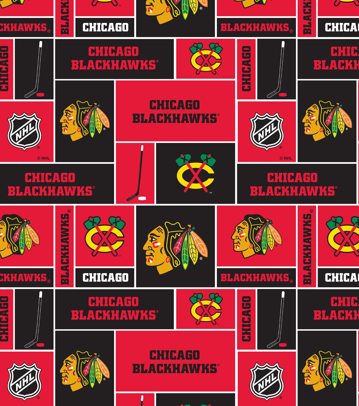 Chicago Blackhawks Fleece Fabric Block